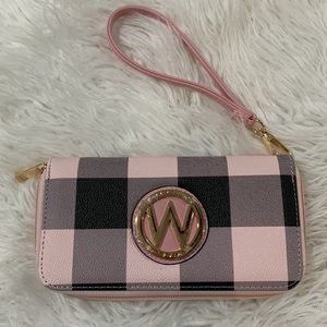 MKF tote bag pink and black buffalo plaid